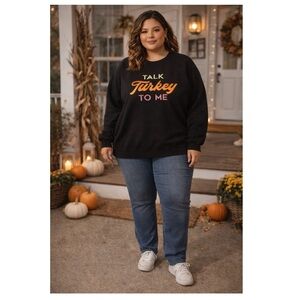 NEW TORRID Black 'Talk Turkey To Me' Graphic Pullover Sweatshirt Sz 3X Black